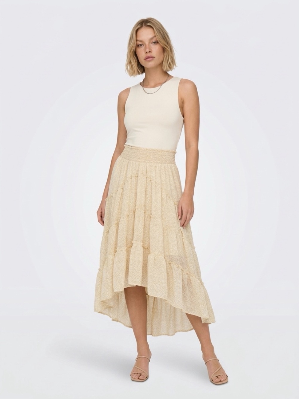 Primark Cream High-Low Tiered Maxi Skirt